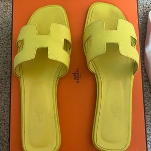 Hermes | Shoes | Hermes Oran Sandals In Yellow | Poshmark